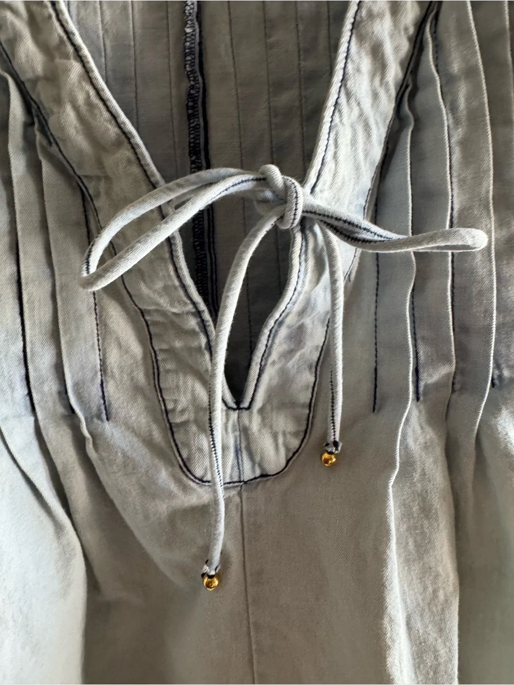 Free People Chambray Pintuck Romper Size 2